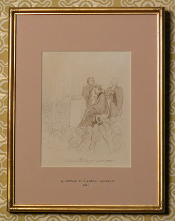 Benjamin Disraeli, 1st Earl of Beconsfield, MP, PC, FRS, KG (1804-1881) being sworn as Rector at ...