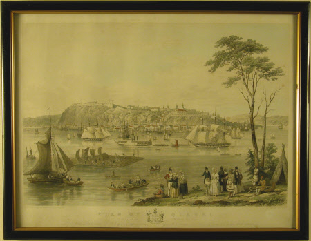 A View of Quebec, taken from Point Levi and showing a steamer, various craft under sail and a ...