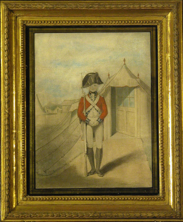 Grenadier Battalion, Royal Lancashire Militia: Soldier of battalion company standing with hands ...
