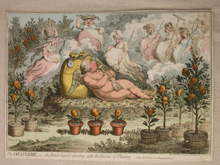 The Orangerie; or the Dutch Cupid reposing after the fatigues of planting (Prince William V ...