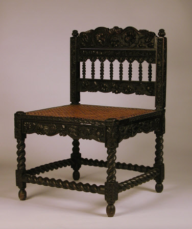 A pair of ebony and cane work chairs, Coromandel Coast, India, circa 1660-1680