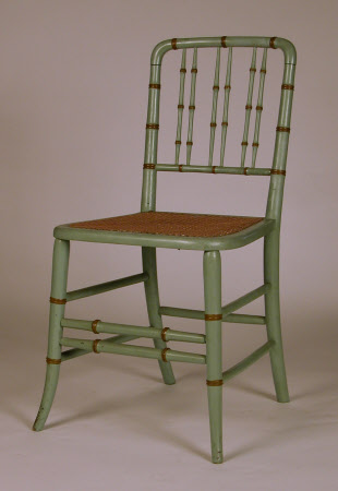 A pair of painted simulated bamboo chairs, English, circa 1930-1950