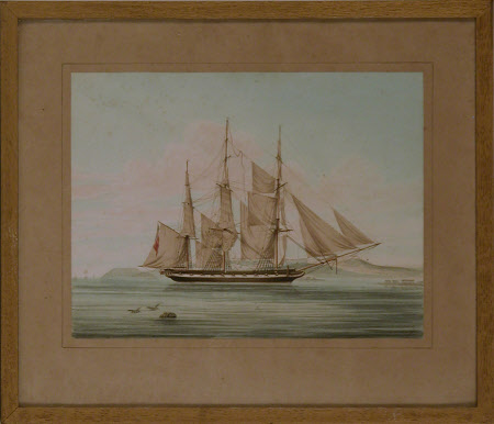 A three masted vessel starboard side (after William john Huggins)
