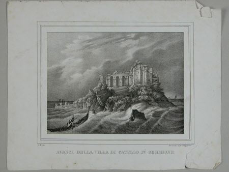 View of ruins of Catullus' villa in Sirmione on Lake Garda