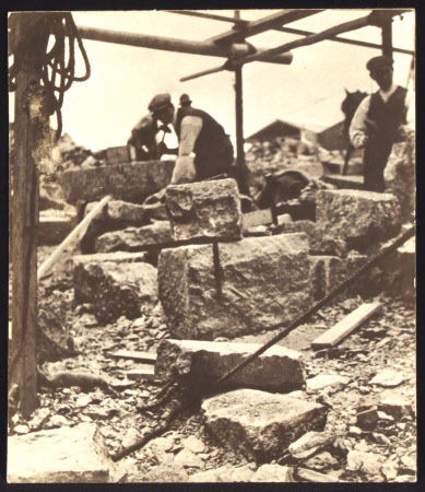 Workmen during construction, Castle Drogo, Devon