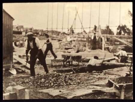 Workmen laying Foundations, Castle Drogo, Devon