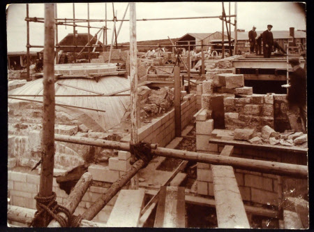 General view of Kitchen area during construction, Castle Drogo, Devon
