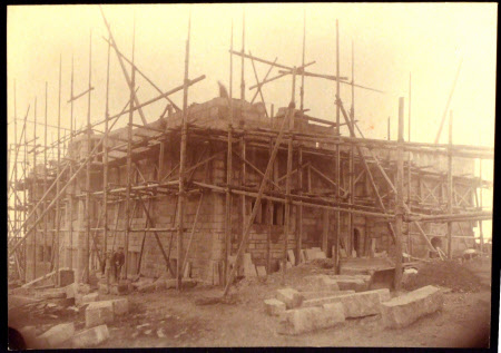 Scaffolding to 1st Floor level - North Tower, Castle Drogo, Devon