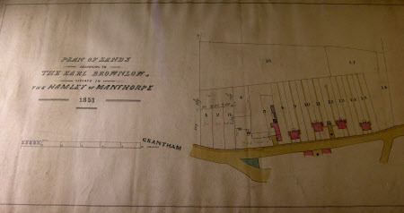 Map/plan of lands owned by Earl Brownlow in the Hamlet of Manthorpe, Lincolnshire