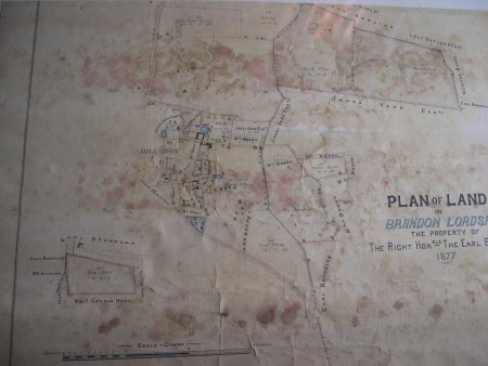 Map/plan of the lands at Brandon, Lincolnshire. Owners of the land are named.