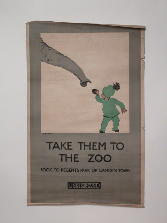 'London Underground poster, No.1377. Take them to the Zoo. Book to Regents Park or Camden Town'