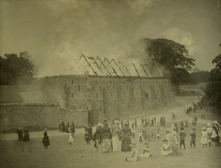 Old Barn on fire, Knole, Kent (June 1887)