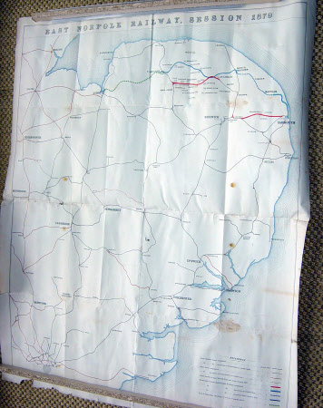 Map of East Norfolk Railway Session 1879, showing Great Eastern lines completed and in course of ...