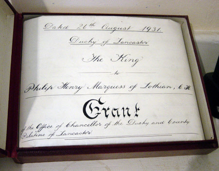 Grant of the Office of Chancellor of the Duchy and County Palatine of Lancaster by the King George ...