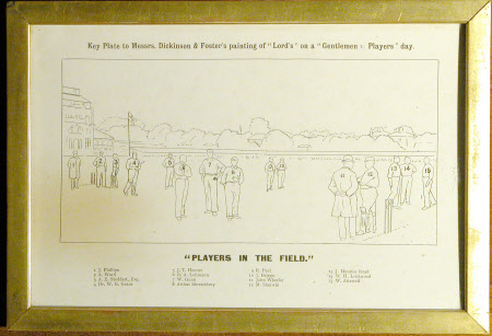 Key list of names: Lord's Cricket Ground on a Gentlemen Players' day showing William Gilbert Grace ...