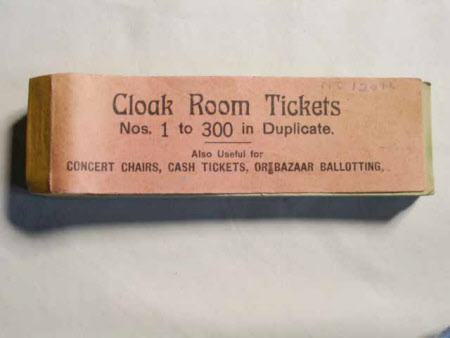 Cloakroom ticket book