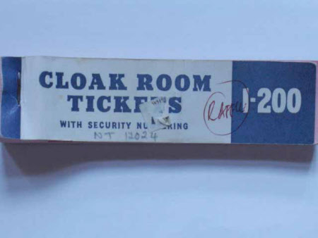 Cloakroom ticket book