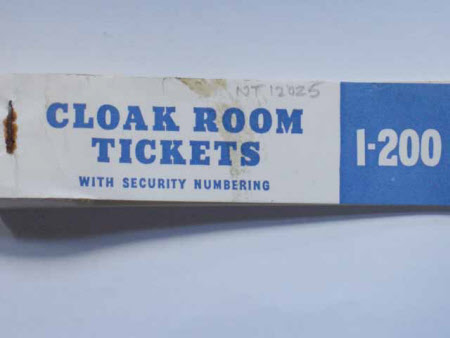 Cloakroom ticket book