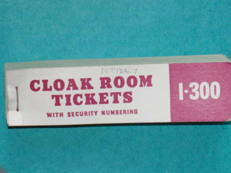 Cloakroom ticket book