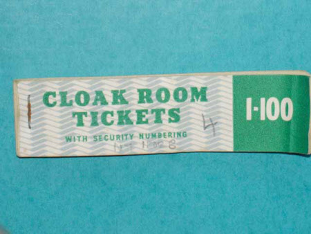 Cloakroom ticket book