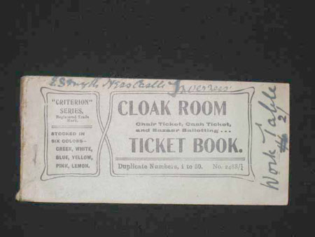 Cloakroom ticket book