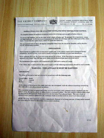 Instruction sheet