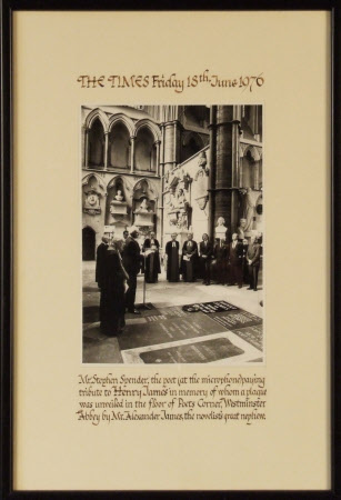 The Times for Friday 18th June 1976. The unveiling of a plaque to Henry James (1843-1916) at Poets ...