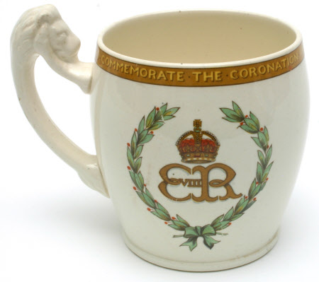 Two mugs commemorating the coronation of King Edward VIII, later Duke of Windsor (1894-1972)