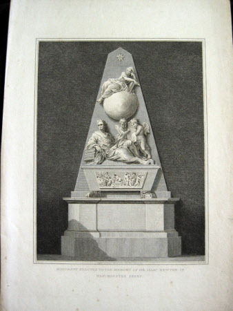 Memorial in Westminster Abbey to Sir Isaac Newton (1642-1727) designed by William Kent and executed ...