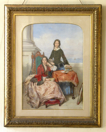 Two ladies on a terrace