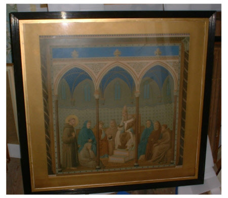Saint Francis of Assisi (Giovanni Francesco di Bernadone) (1181-1226) preaching before Pope ...