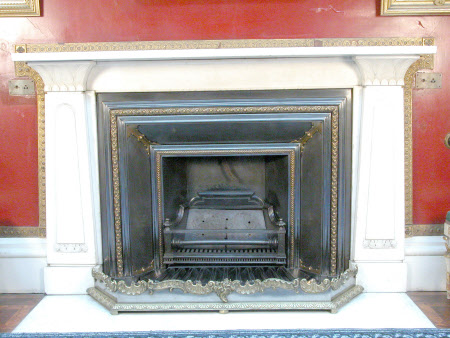 Chimneypiece with stylised lotus leaf capitals, Picture Gallery, Attingham Hall  