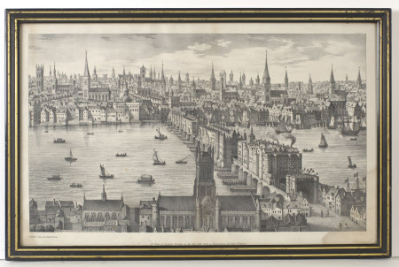 A View of London Bridge in the Year 1616, from an engraving by John Vischer
