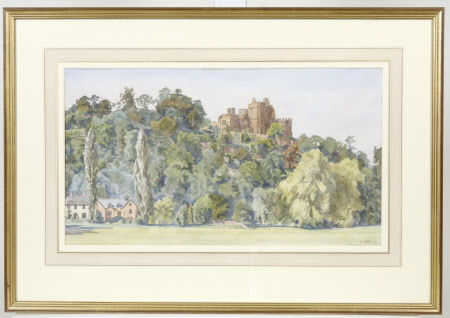 Dunster Castle, Somerset, the park with the mill to the left. High Summer.