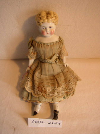 Glazed china shoulder-head doll
