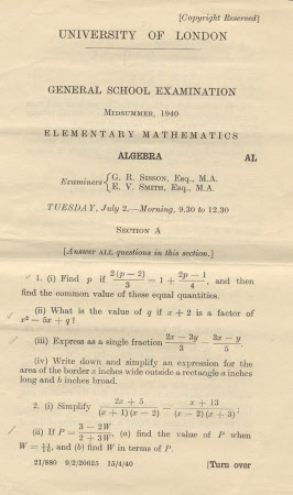 Examination paper