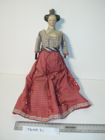 Papier mache shoulder-head doll