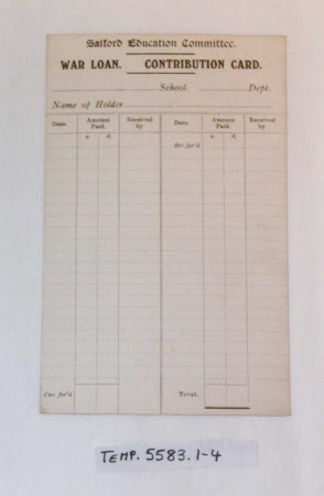War loan contribution card