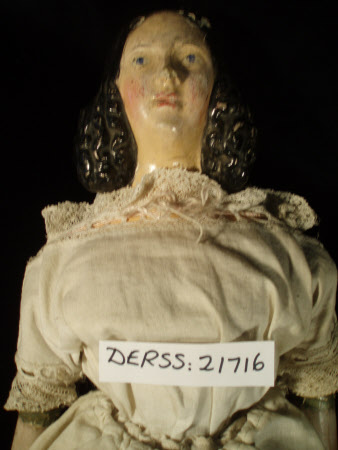 Papier mache shoulder-head doll
