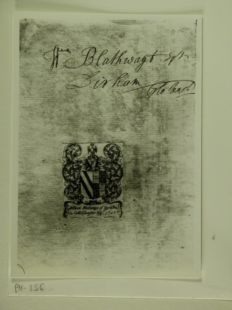 William Blathwayt I (?1649-1717) -  bookplate 1702 and autograph inscription