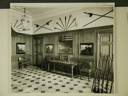 The West Hall, with guns in rack on right, Dyrham Park, Gloucestershire