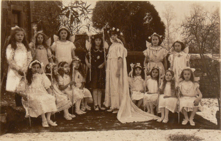 Village school children dressed in costumes, Dyrham School, Gloucestershire