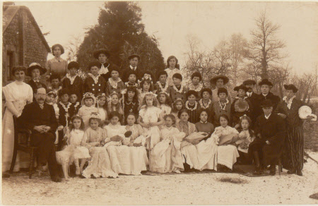 Village school children dressed in costumes, Dyrham School, Gloucestershire
