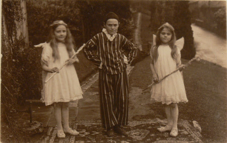 Village school children dressed in costumes, Dyrham School, Gloucestershire