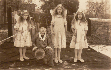 Unknown village schoolchildren dressed in costume, Dyrham School, Gloucestershire