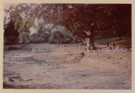 Edward 'Ted' Moss and Peter Nelson dredging the ponds, Dyrham Park, Gloucesteshire