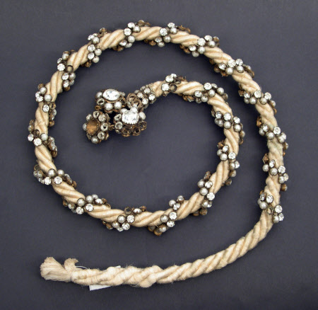 A woven white silk chaplet circa 1880.