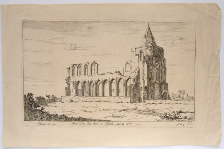 The ruins of Coyland Abbey, Lincolnshire, from the south west (after Thomas Kerrich)