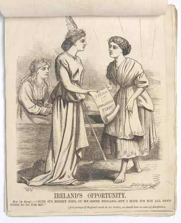 'Ireland's Opportunity. Erin (to Mercy)"Sure it mighty kind of my sister England - but I hope it's ...