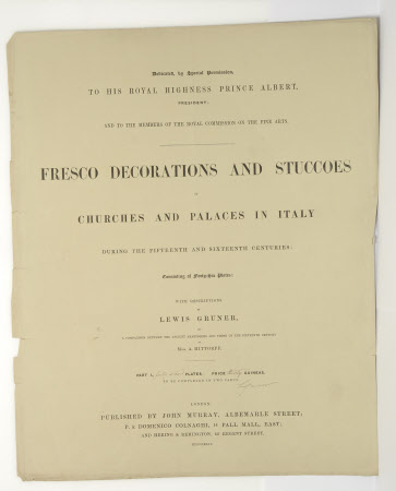 Folio cover and title page of 'Fresco Decorations and Stuccoes of Churches and Palaces in Italy ...